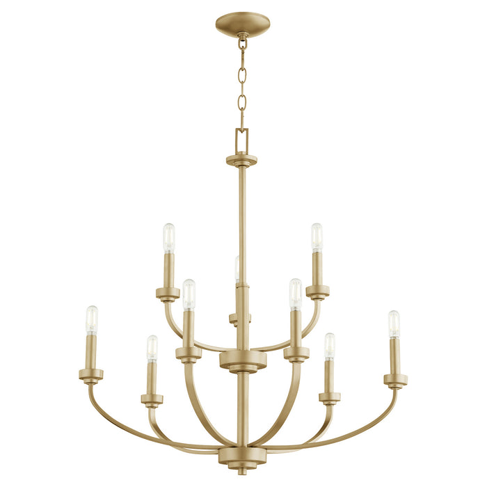 Myhouse Lighting Quorum - 6160-9-80 - Nine Light Chandelier - Reyes - Aged Brass