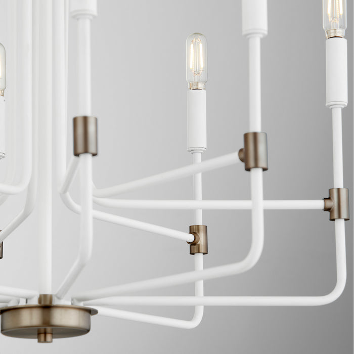 Myhouse Lighting Quorum - 633-8-0881 - Eight Light Chandelier - Davies - Studio White w/ Dark Brass