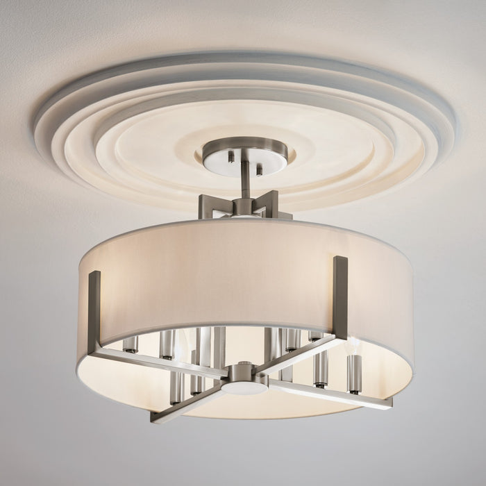 Myhouse Lighting Kichler - 52592CLP - Eight Light Semi Flush Mount - Malen - Classic Pewter