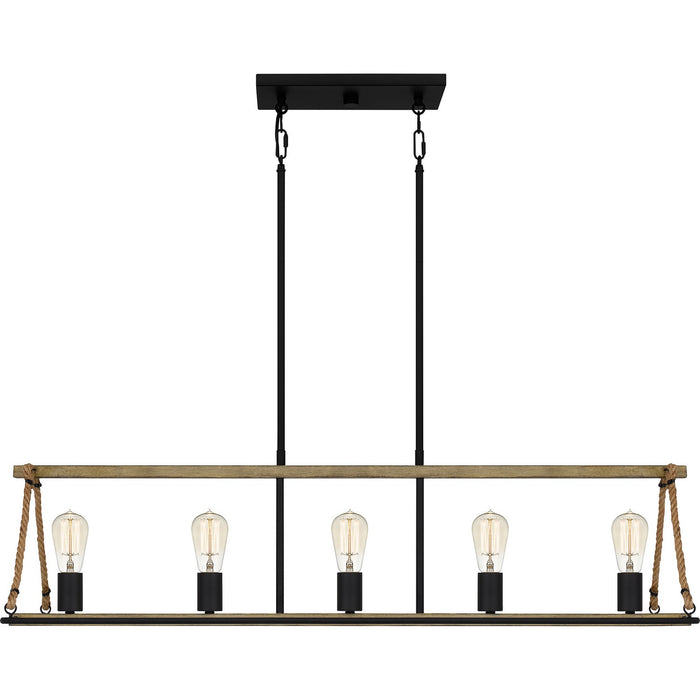 Myhouse Lighting Quoizel - OKP542MBK - Five Light Linear Chandelier - Oak Park - Matte Black