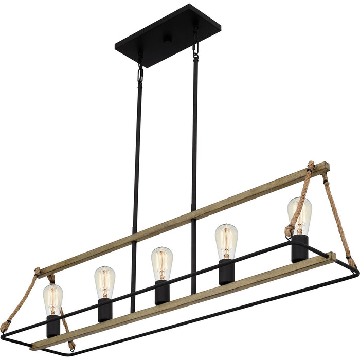 Myhouse Lighting Quoizel - OKP542MBK - Five Light Linear Chandelier - Oak Park - Matte Black