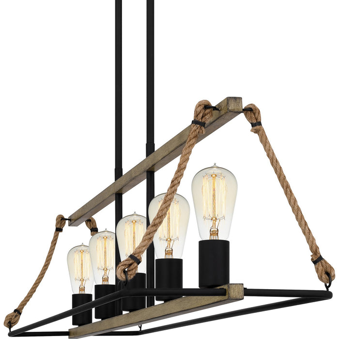 Myhouse Lighting Quoizel - OKP542MBK - Five Light Linear Chandelier - Oak Park - Matte Black