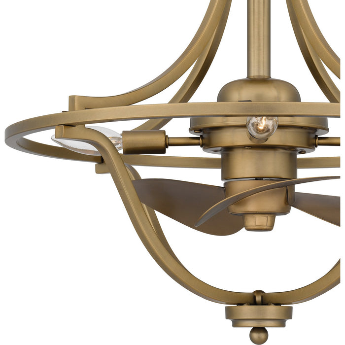 Myhouse Lighting Quoizel - QFA6156WS - Four Light Fandelier - Quoizel Fandelier - Weathered Brass