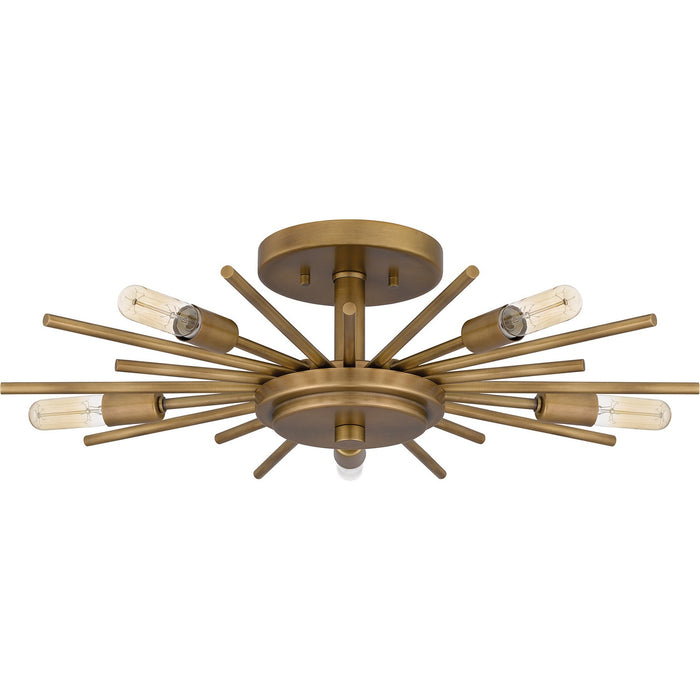 Myhouse Lighting Quoizel - QSF6158WS - Five Light Semi Flush Mount - Quoizel Semi-Flush Mount - Weathered Brass