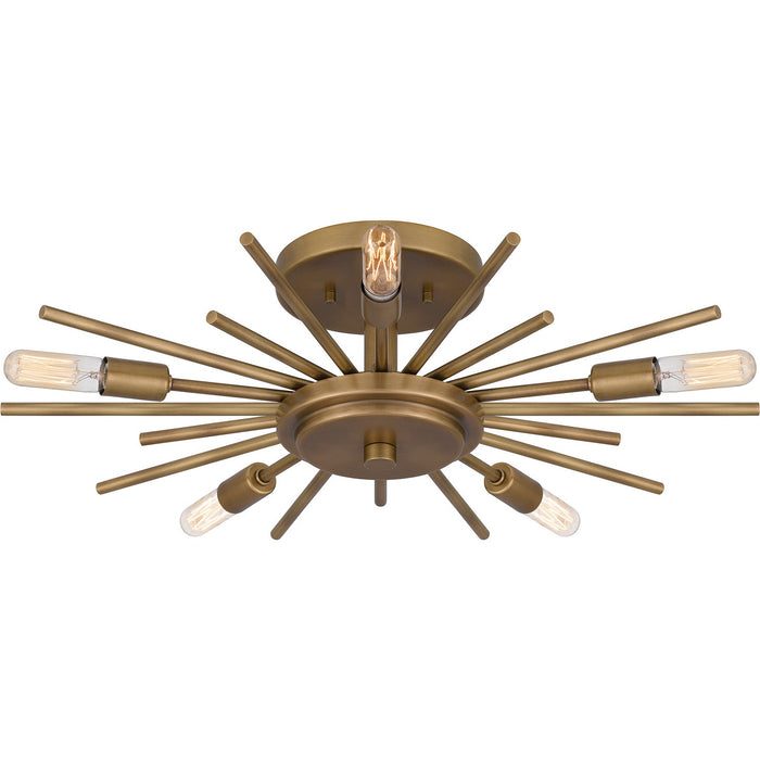 Myhouse Lighting Quoizel - QSF6158WS - Five Light Semi Flush Mount - Quoizel Semi-Flush Mount - Weathered Brass