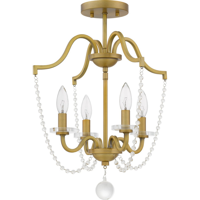 Myhouse Lighting Quoizel - SDY1716AB - Four Light Semi Flush Mount - Sunday - Aged Brass