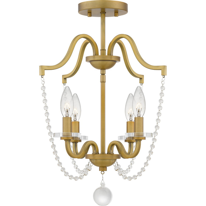 Myhouse Lighting Quoizel - SDY1716AB - Four Light Semi Flush Mount - Sunday - Aged Brass