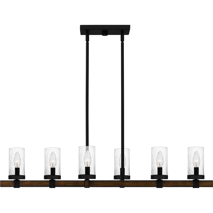 Myhouse Lighting Quoizel - TUT638MBK - Six Light Linear Chandelier - Tuthill - Matte Black