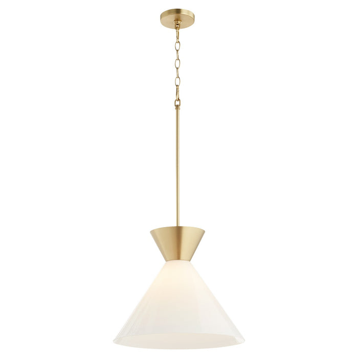 Myhouse Lighting Quorum - 8119-80 - One Light Pendant - Beldar - Aged Brass w/ Gloss Opal