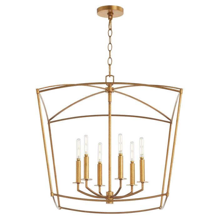 Myhouse Lighting Quorum - 6412-6-74 - Six Light Pendant - Mantle - Gold Leaf