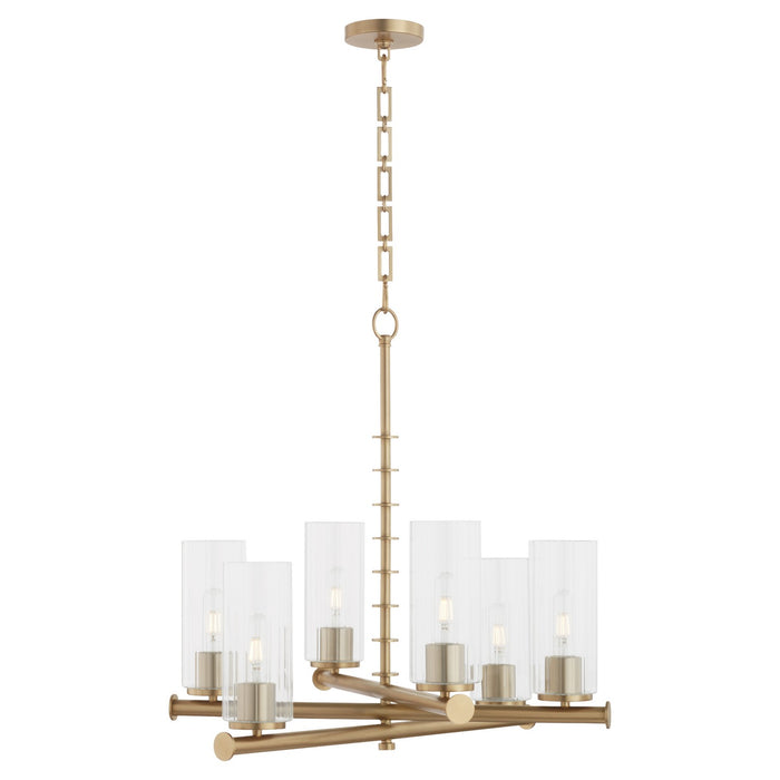 Myhouse Lighting Quorum - 641-6-80 - Six Light Chandelier - Juniper - Aged Brass