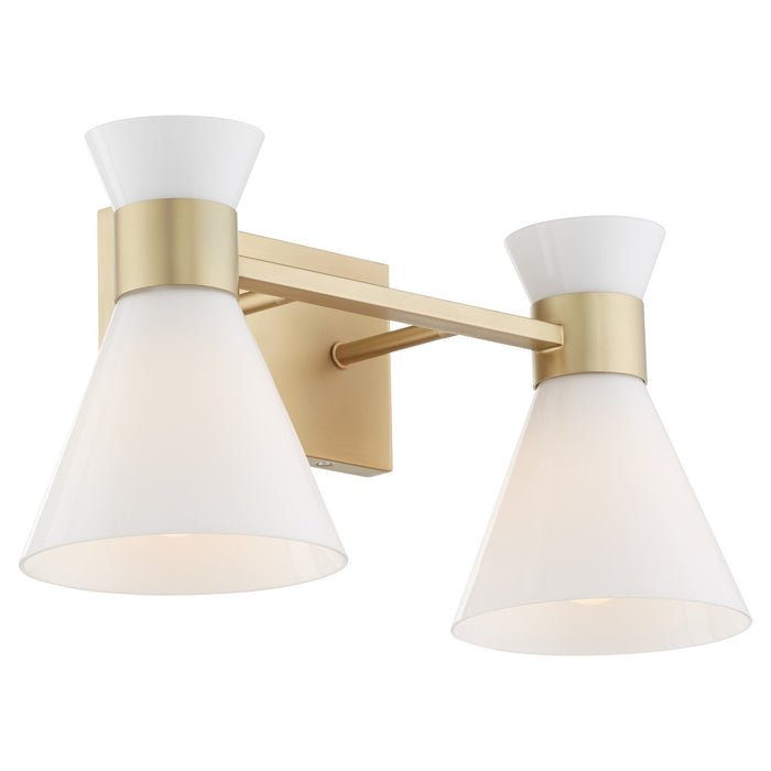 Myhouse Lighting Quorum - 5119-2-80 - Two Light Vanity - Beldar - Aged Brass w/ Gloss Opal