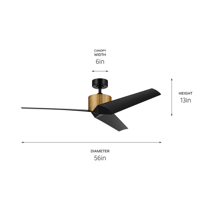 Myhouse Lighting Kichler - 330130NBR - 56"Ceiling Fan - Almere - Natural Brass