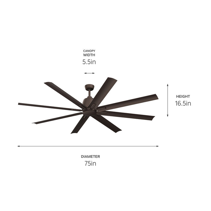 Myhouse Lighting Kichler - 310275SNB - 75"Ceiling Fan - Breda - Satin Natural Bronze