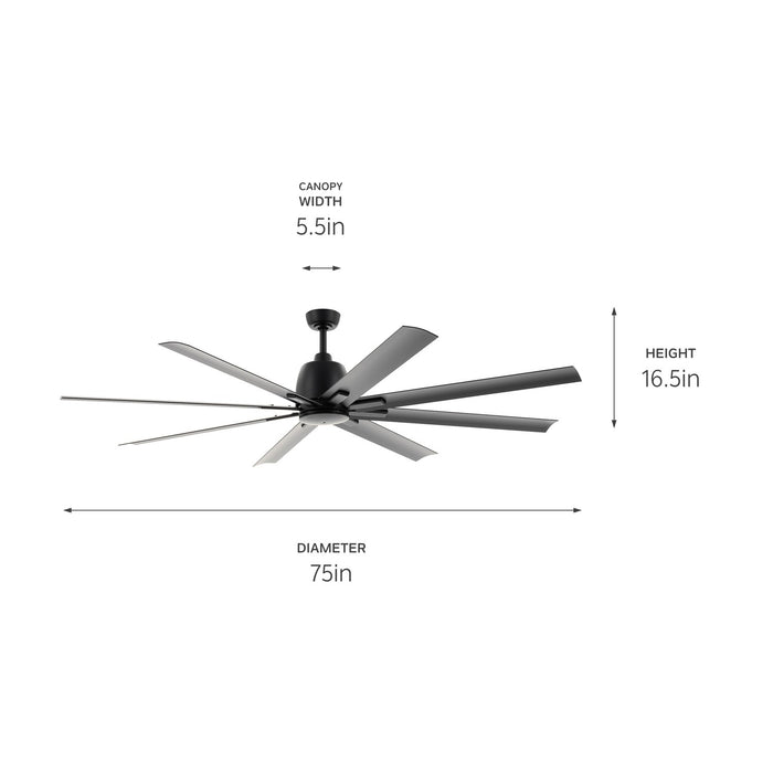 Myhouse Lighting Kichler - 310275SBK - 75"Ceiling Fan - Breda - Satin Black