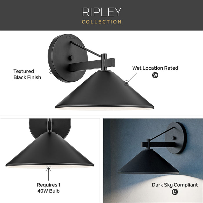 Myhouse Lighting Kichler - 49061BK - One Light Outdoor Wall Mount - Ripley - Black