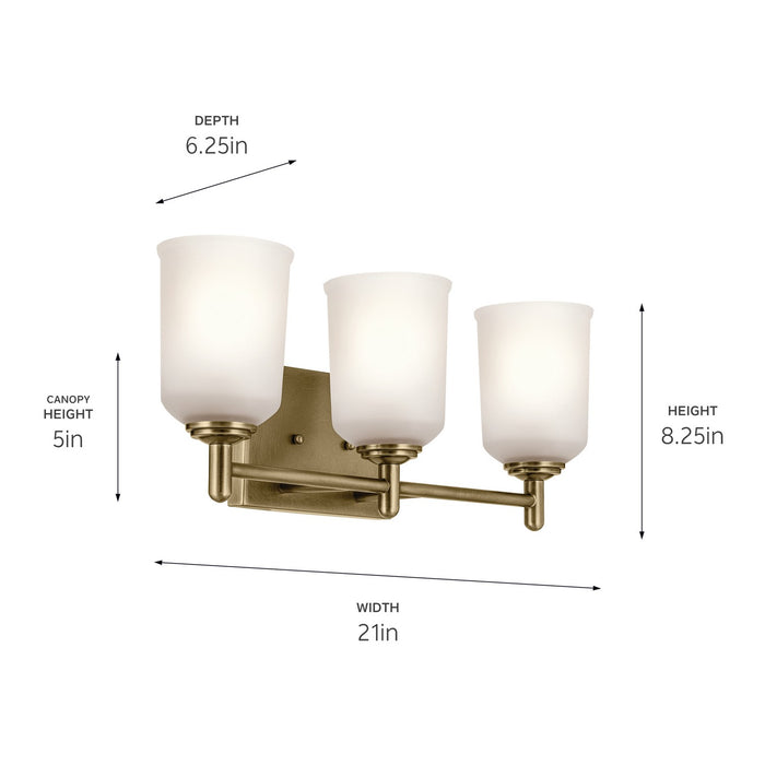 Myhouse Lighting Kichler - 45574NBR - Three Light Bath - Shailene - Natural Brass