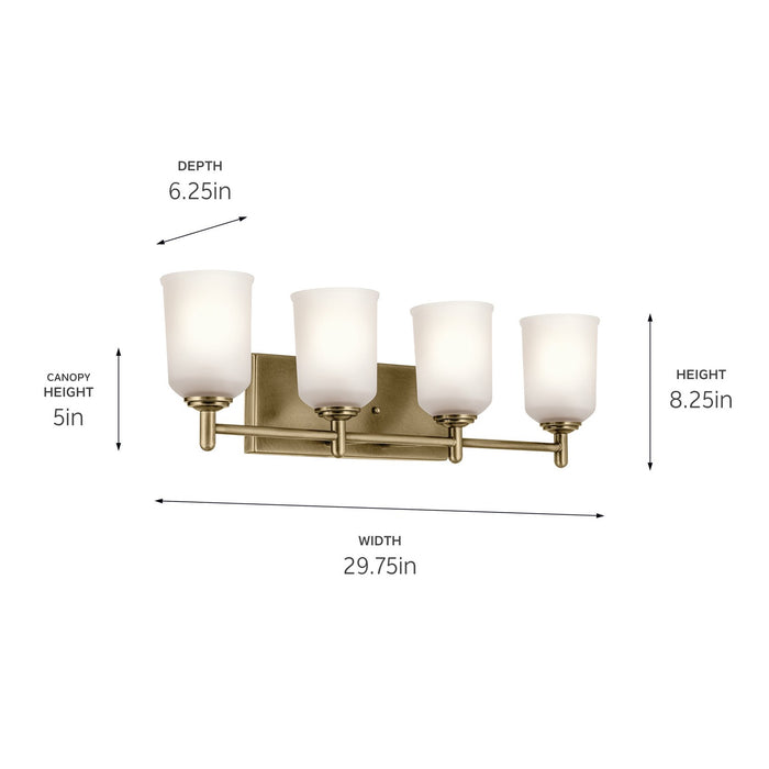 Myhouse Lighting Kichler - 45575NBR - Four Light Bath - Shailene - Natural Brass