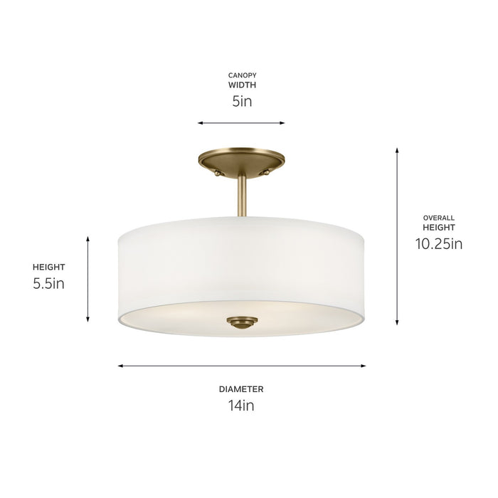 Myhouse Lighting Kichler - 43675NBR - Three Light Semi Flush Mount - Shailene - Natural Brass