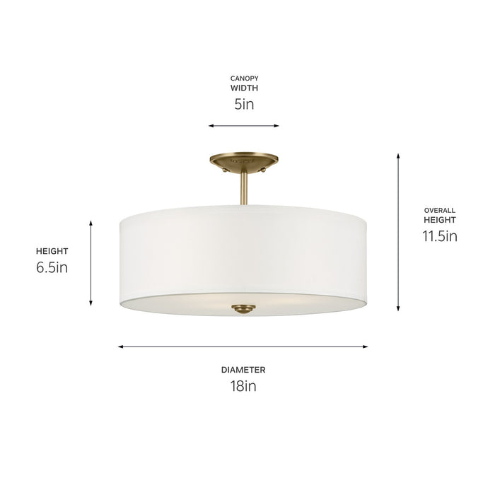 Myhouse Lighting Kichler - 43692NBR - Three Light Semi Flush Mount - Shailene - Natural Brass