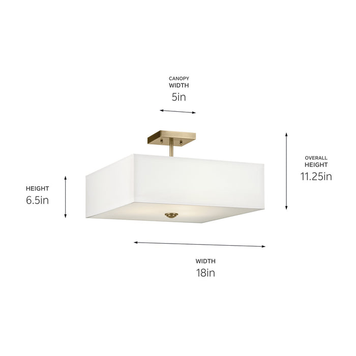 Myhouse Lighting Kichler - 43693NBR - Three Light Semi Flush Mount - Shailene - Natural Brass