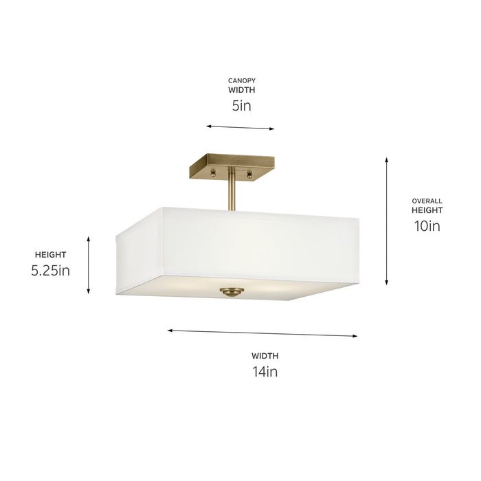 Myhouse Lighting Kichler - 43691NBR - Three Light Semi Flush Mount - Shailene - Natural Brass