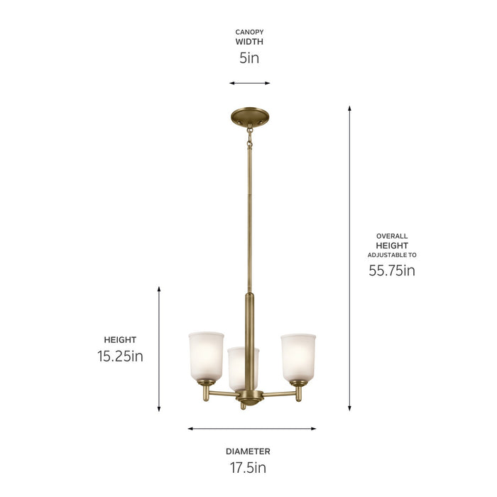 Myhouse Lighting Kichler - 43670NBR - Three Light Mini Chandelier - Shailene - Natural Brass