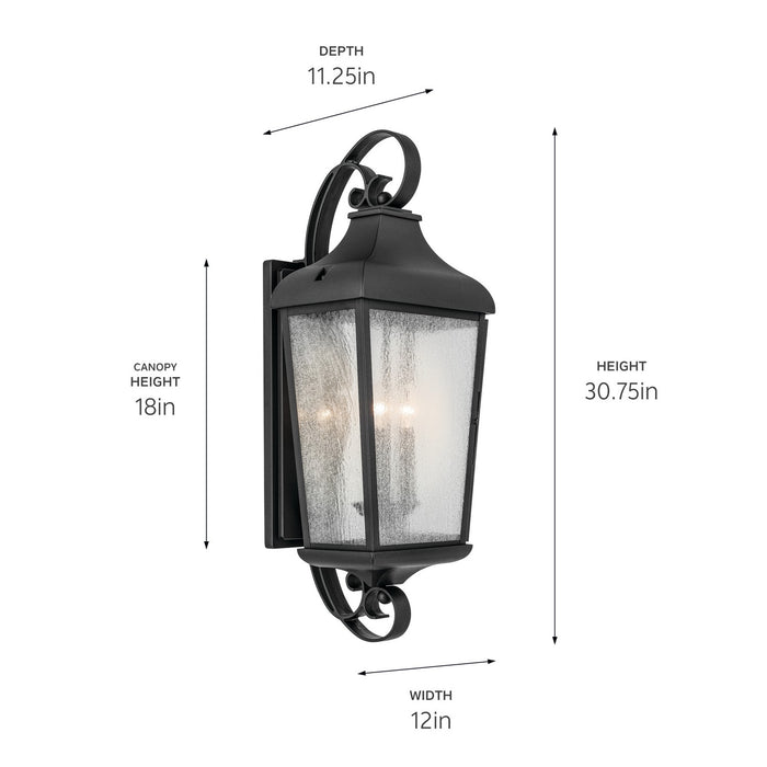 Myhouse Lighting Kichler - 49738BKT - Three Light Outdoor Wall Mount - Forestdale - Textured Black