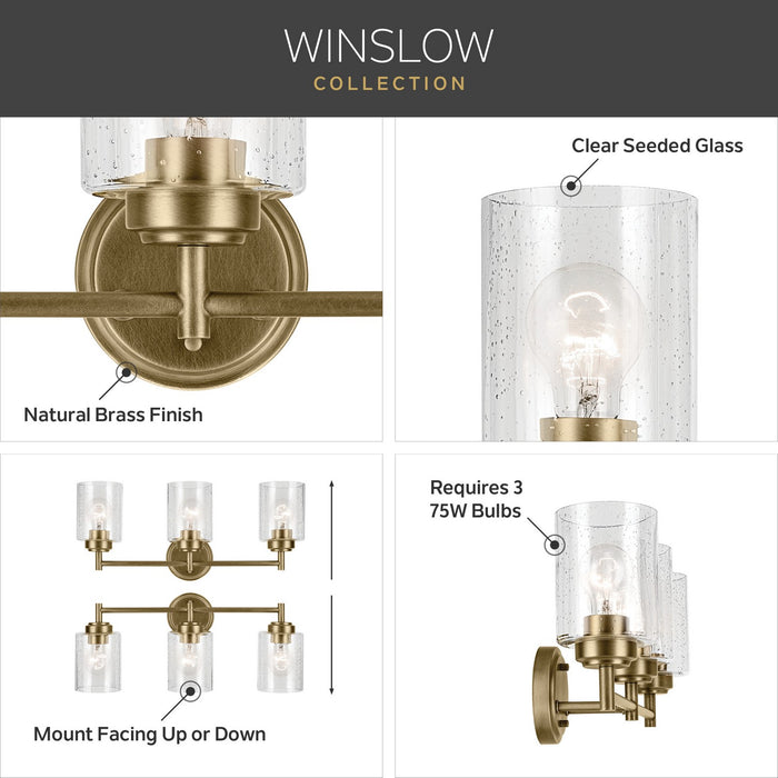 Myhouse Lighting Kichler - 45886NBR - Three Light Bath - Winslow - Natural Brass