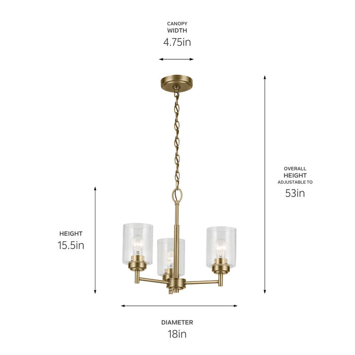 Myhouse Lighting Kichler - 44029NBR - Three Light Mini Chandelier - Winslow - Natural Brass