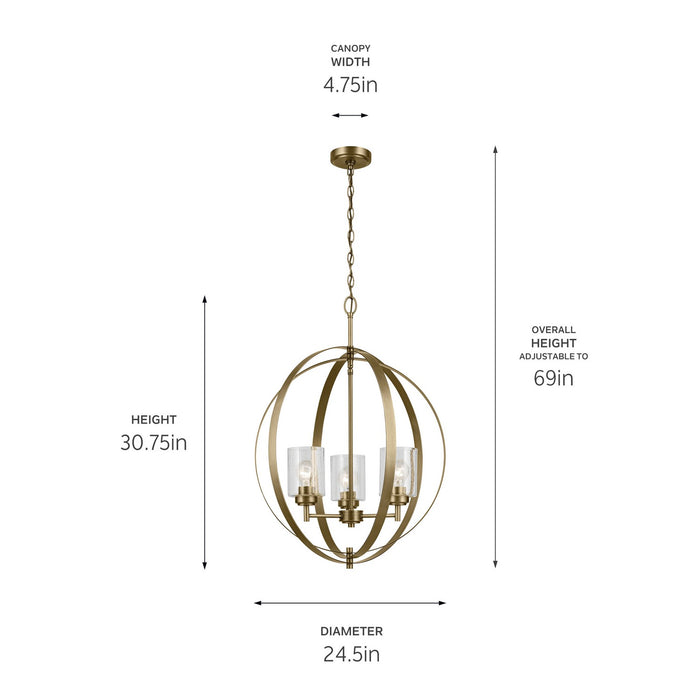 Myhouse Lighting Kichler - 44034NBR - Three Light Chandelier - Winslow - Natural Brass