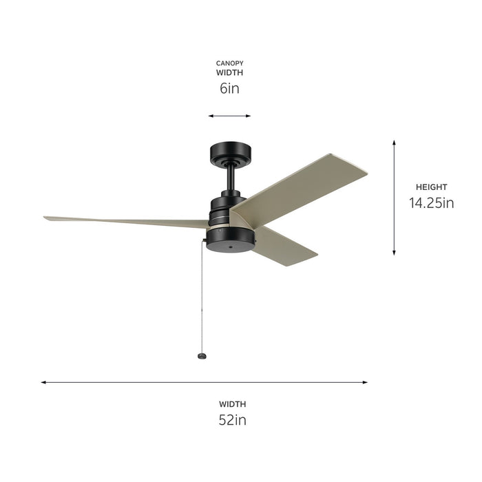 Myhouse Lighting Kichler - 300375SBK - 52"Ceiling Fan - Spyn Lite - Satin Black