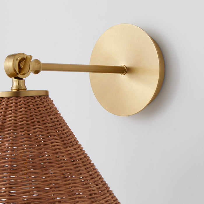 Myhouse Lighting Quorum - 5393-80 - One Light Wall Mount - Wicker - Aged Brass