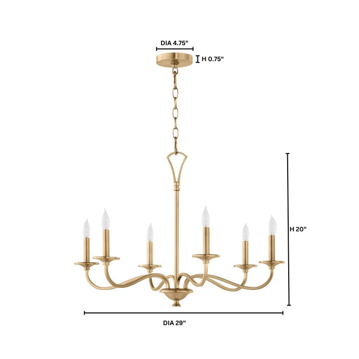 Myhouse Lighting Quorum - 6021-6-80 - Six Light Chandelier - Maryse - Aged Brass