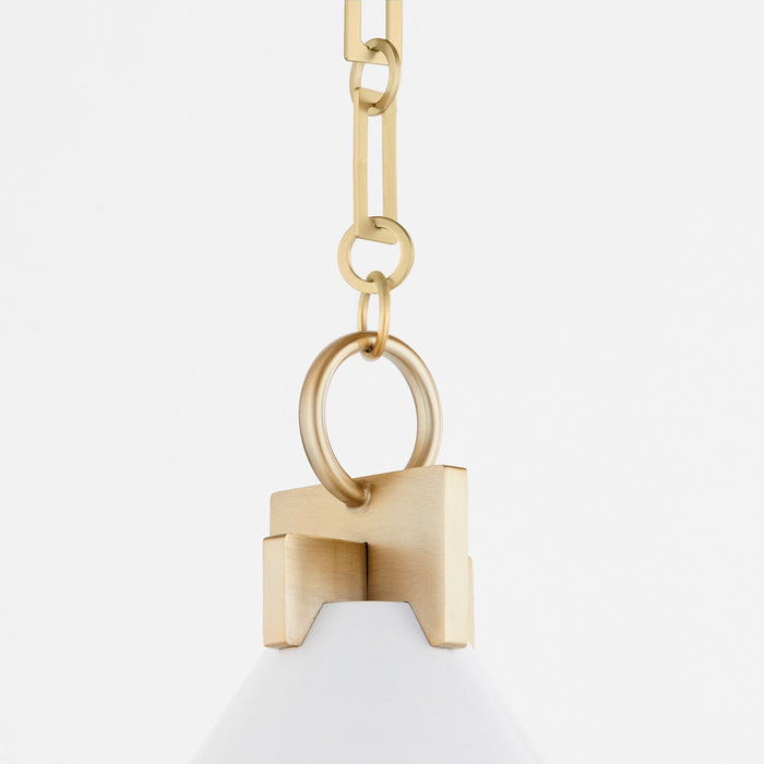 Myhouse Lighting Quorum - 68-16-0880 - One Light Pendant - Jackson - Studio White w/ Aged Brass