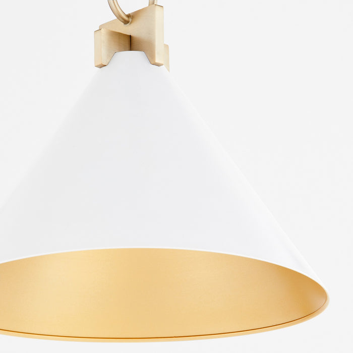 Myhouse Lighting Quorum - 68-16-0880 - One Light Pendant - Jackson - Studio White w/ Aged Brass