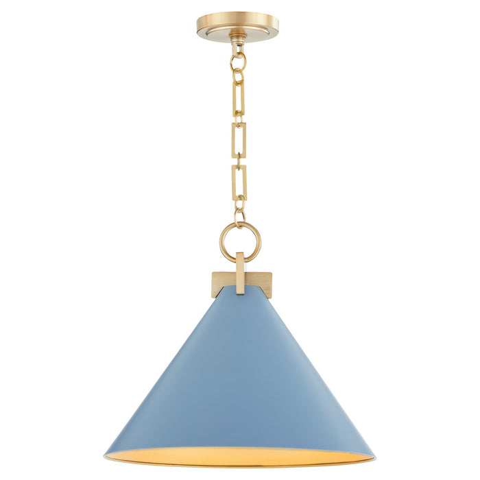 Myhouse Lighting Quorum - 68-16-1280 - One Light Pendant - Jackson - Blue w/ Aged Brass
