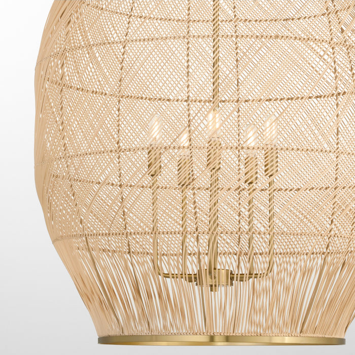 Myhouse Lighting Quorum - 6901-5-80 - Five Light Pendant - Rattan - Aged Brass