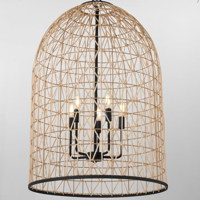 Myhouse Lighting Quorum - 6902-5-59 - Five Light Pendant - Rattan - Matte Black