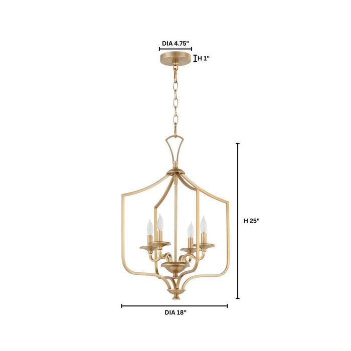 Myhouse Lighting Quorum - 8021-4-80 - Four Light Entry - Maryse - Aged Brass