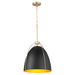 Myhouse Lighting Quorum - 860-3-5980 - Three Light Pendant - Jamie - Matte Black w/ Aged Brass