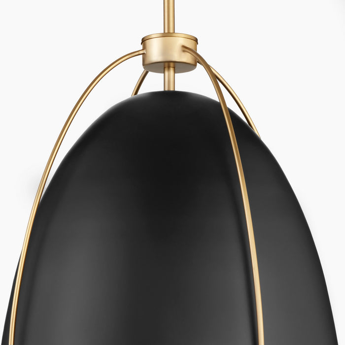 Myhouse Lighting Quorum - 860-3-5980 - Three Light Pendant - Jamie - Matte Black w/ Aged Brass