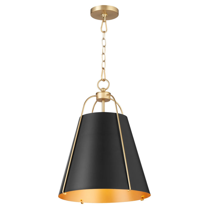 Myhouse Lighting Quorum - 861-1-5980 - One Light Pendant - Jamie - Matte Black w/ Aged Brass