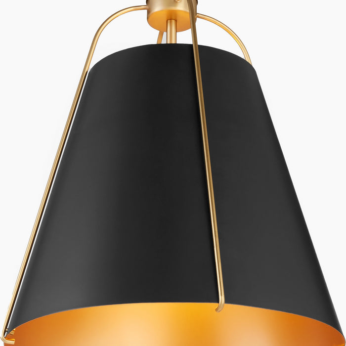 Myhouse Lighting Quorum - 861-1-5980 - One Light Pendant - Jamie - Matte Black w/ Aged Brass