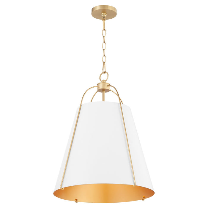 Myhouse Lighting Quorum - 861-3-0880 - Three Light Pendant - Jamie - Studio White w/ Aged Brass