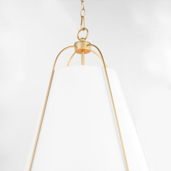 Myhouse Lighting Quorum - 861-3-0880 - Three Light Pendant - Jamie - Studio White w/ Aged Brass