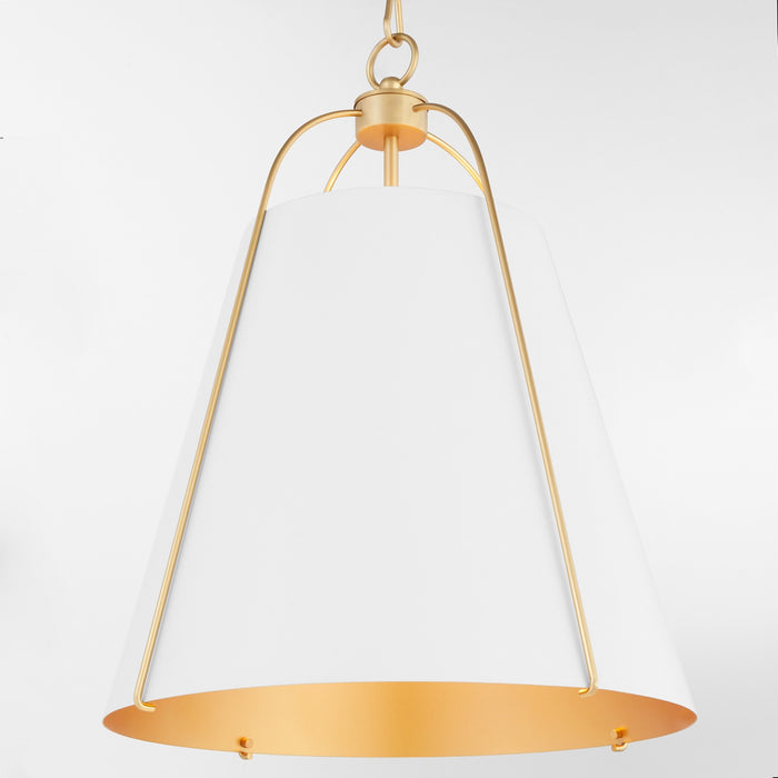 Myhouse Lighting Quorum - 861-3-0880 - Three Light Pendant - Jamie - Studio White w/ Aged Brass