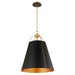 Myhouse Lighting Quorum - 861-3-5980 - Three Light Pendant - Jamie - Matte Black w/ Aged Brass