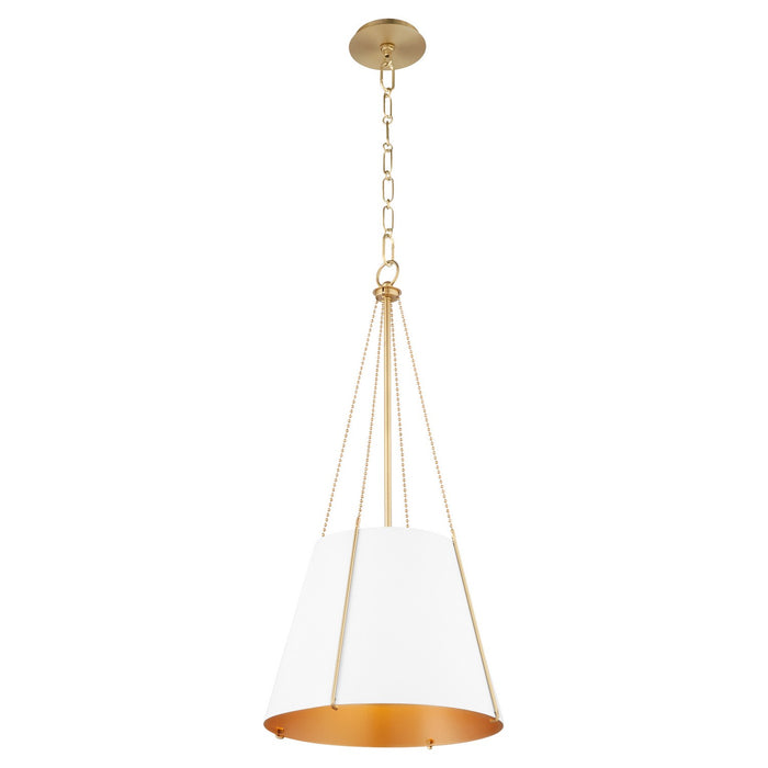 Myhouse Lighting Quorum - 862-1-0880 - One Light Pendant - Denise - Studio White w/ Aged Brass