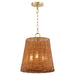 Myhouse Lighting Quorum - 8893-13-80 - Three Light Pendant - Wicker - Aged Brass